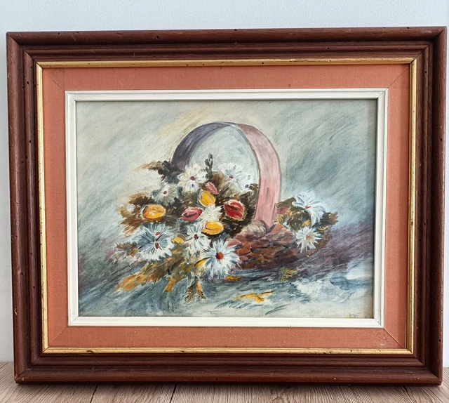 Tableau Huile Sur Carton J. Somerset Butler - Bouquet De Fleurs, école Anglaise